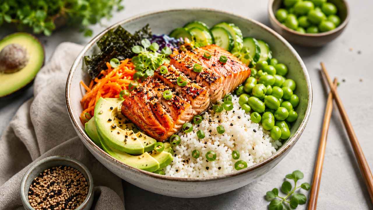 Salmon Rice Bowl: A Healthy Food Dish Rich in Protein and Healthy Fats