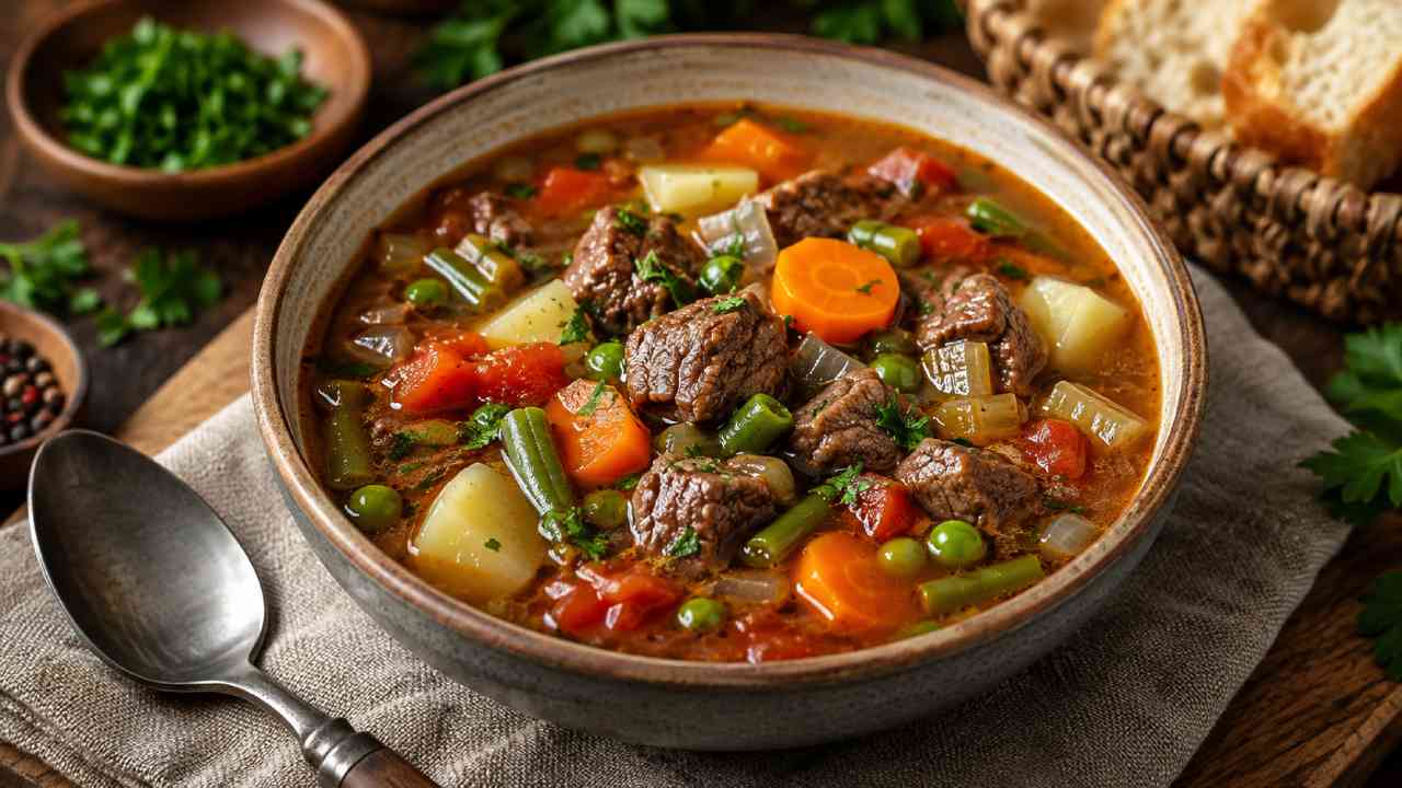 Beef Vegetable Soup Recipe with Rich Savory Broth