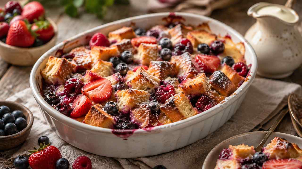 Berry Bread Pudding: A Comforting Dessert Bursting with Fresh Berry Flavor