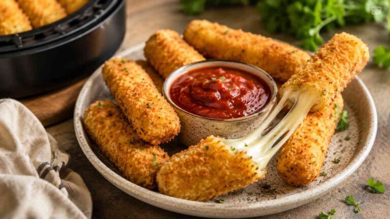 Crispy Air Fryer Mozzarella Sticks Recipes with Gooey Cheese Center