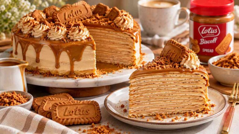 Lotus Biscoff Crepe Cake Brings Caramelized Flavor to Every Layer