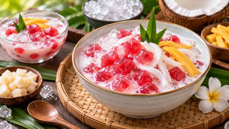 Thai Red Ruby Dessert, A Refreshing Sweet Treat from Thailand