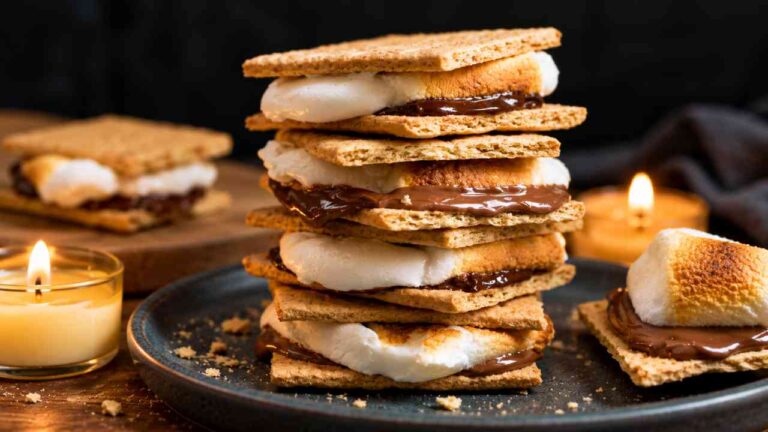Classic American S’mores with Gooey Marshmallow and Melted Chocolate