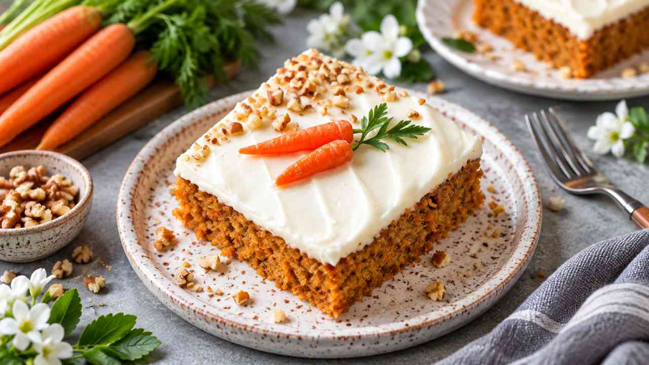 Moist Carrot Sheet Cake with Warm Cinnamon Spice