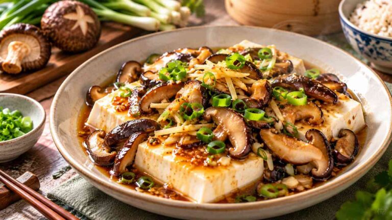 Steamed Tofu with Shiitake Mushrooms for a Healthy Meal